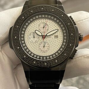 JBW CHRONO QUARTZ  JB-6101-C VICTORY BLACK DIAMOND WATCH 51mm  MEN’S SWISS  MOVT
